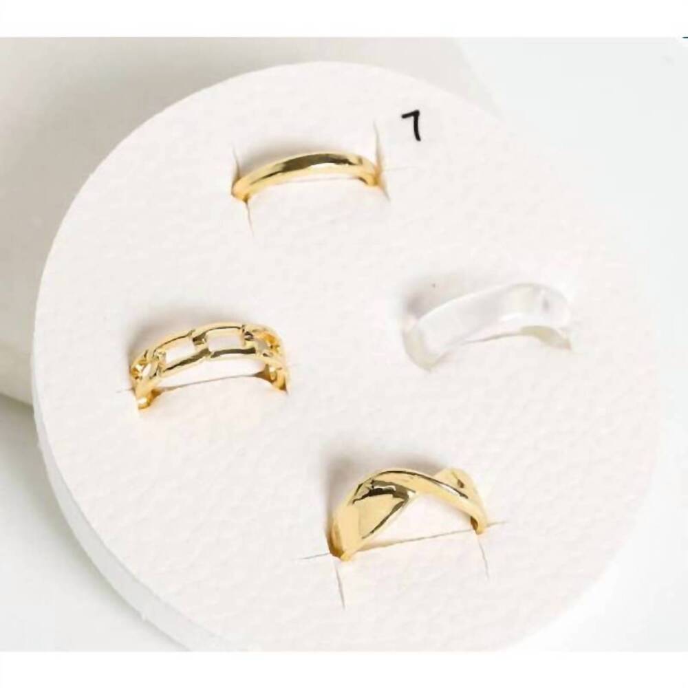 NEW PRETTY SIMPLE women's stacked to perfection ring - set of 4 in gold